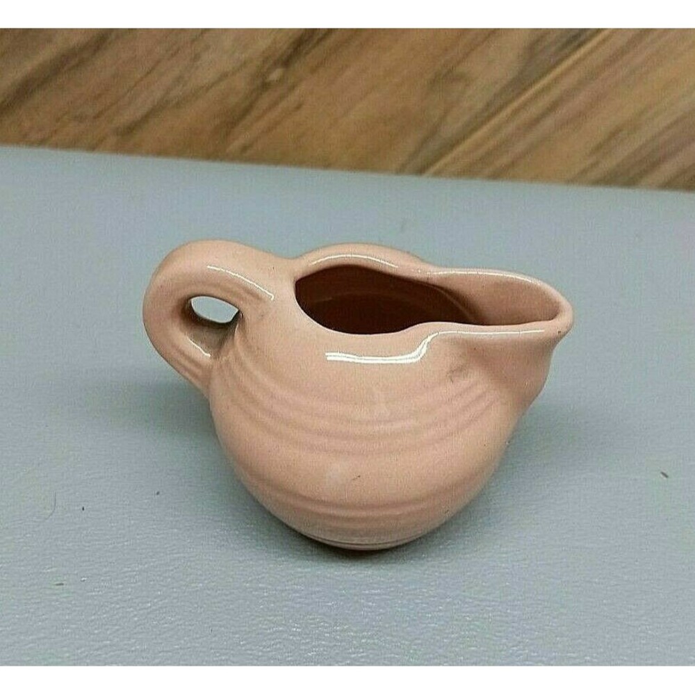 Vintage Miniature Pottery Pitcher Rose or Pink 1940 Canada ? 1-1/2" tall